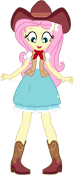 Size: 373x883 | Tagged: safe, artist:ajosterio, fluttershy, human, equestria girls, g4, boots, clothes, cowboy boots, cowboy hat, cowgirl, hat, necktie, shirt, shoes, simple background, skirt, solo, stetson, transparent background, vest