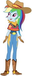 Size: 449x1073 | Tagged: safe, artist:ajosterio, rainbow dash, human, equestria girls, g4, belt, boots, clothes, cowboy boots, cowboy hat, cowgirl, denim, gloves, hat, jeans, pants, scarf, shirt, shoes, simple background, solo, stetson, transparent background