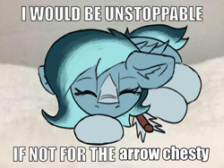 Size: 1197x900 | Tagged: safe, artist:reddthebat, oc, oc only, oc:alaska (reddthebat), ghost, ghost pony, pegasus, pony, arrow, caption, female, floppy ears, image macro, mare, ponified animal photo, sleeping, solo, text