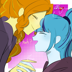 Size: 1080x1080 | Tagged: safe, artist:yue., adagio dazzle, sonata dusk, human, equestria girls, g4, female, lesbian, ship:sonagio, shipping, the dazzlings