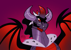 Size: 2048x1459 | Tagged: safe, artist:janegumball, king sombra, dragon, g4, bust, crossover, dragonified, gradient background, horns, male, malefor, purple background, simple background, solo, species swap, spread wings, spyro the dragon (series), the legend of spyro, wings