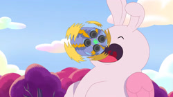 Size: 3072x1727 | Tagged: safe, screencap, bunnisus, rabbit, attack of the bunnisus, g5, my little pony: tell your tale, spoiler:g5, spoiler:my little pony: tell your tale, spoiler:tyts01e61, animal, eyes closed, open mouth, open smile, smiling, solo