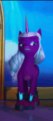 Size: 460x1034 | Tagged: safe, screencap, opaline arcana, alicorn, pony, cutie blossom bash, g5, my little pony: make your mark, my little pony: make your mark chapter 5, spoiler:g5, spoiler:my little pony: make your mark, spoiler:my little pony: make your mark chapter 5, spoiler:mymc05e01, animated, cropped, disgusted, female, mare, opaline's dark castle, solo, tongue out, ugh