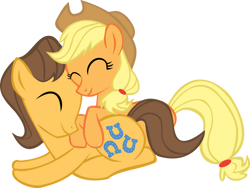 Size: 750x565 | Tagged: safe, artist:asdflove, applejack, caramel, earth pony, pony, g4, female, male, mare, ship:carajack, shipping, simple background, stallion, straight, transparent background