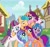 Size: 3000x2802 | Tagged: safe, artist:sarahthefox97, artist:sollace, hitch trailblazer, izzy moonbow, misty brightdawn, pipp petals, sunny starscout, zipp storm, alicorn, earth pony, pegasus, pony, unicorn, g4, g5, blaze (coat marking), coat markings, facial markings, female, g5 to g4, generation leap, group hug, high res, hug, male, mane five, mane six (g5), mane stripe sunny, mare, race swap, socks (coat markings), stallion, sunnycorn