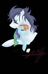 Size: 726x1101 | Tagged: safe, artist:gallop-free, rainbow dash, soarin', pegasus, pony, g4, black background, female, male, mare, ship:soarindash, shipping, simple background, stallion, straight