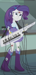 Size: 660x1362 | Tagged: safe, screencap, rarity, human, equestria girls, g4, the science of magic, boots, electrode on boots, keytar, musical instrument, shoes
