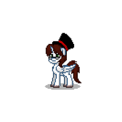 Size: 400x400 | Tagged: safe, alicorn, pony, pony town, expressionless face, glasses, hat, male, simple background, solo, stallion, top hat, transparent background, unshorn fetlocks