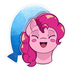 Size: 2500x2500 | Tagged: safe, artist:morrigun, pinkie pie, earth pony, pony, g4, bust, element of harmony, element of laughter, eyes closed, female, high res, mare, redraw, signature, simple background, solo, transparent background