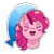 Size: 2500x2500 | Tagged: safe, artist:morrigun, pinkie pie, bust, element of harmony, element of laughter, eyes closed, female, mare, redraw, signature, simple background, solo, transparent background
