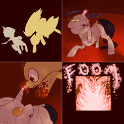 Size: 1602x1602 | Tagged: safe, artist:celadonlonghorn, oc, oc:desert eagle, oc:paper king, pegasus, pony, ask desert eagle, blood, egyptian, egyptian pony, female, mare, mummy