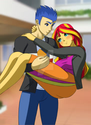 Size: 1280x1756 | Tagged: safe, artist:yisusplays, flash sentry, sunset shimmer, human, equestria girls, g4, deviantart watermark, female, male, obtrusive watermark, ship:flashimmer, shipping, straight, watermark