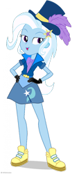 Size: 400x962 | Tagged: safe, artist:ajosterio, trixie, human, equestria girls, friendship games, g4, clothes, gloves, hat, necktie, school spirit, shirt, shoes, simple background, skirt, solo, top hat, transparent background