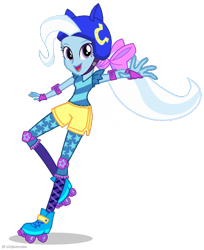 Size: 480x587 | Tagged: safe, artist:ajosterio, trixie, human, equestria girls, friendship games, g4, clothes, helmet, simple background, skating, solo, transparent background