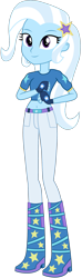 Size: 978x3320 | Tagged: safe, artist:ajosterio, trixie, equestria girls, belly button, belt, boots, clothes, denim, gloves, high heel boots, jeans, midriff, outfit, pants, shirt, shoes, simple background, transparent background
