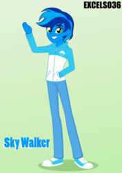 Size: 661x935 | Tagged: safe, artist:excelso36, oc, oc:sky walker, human, equestria girls, g4, character, clothes, converse, equestria girls-ified, looking at you, male, shoes, simple background, smiling, solo, waving, waving at you