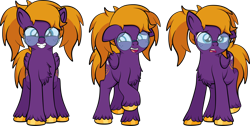Size: 1920x968 | Tagged: safe, artist:alexdti, oc, oc only, oc:purple creativity, pegasus, pony, alternate hairstyle, braces, chest fluff, floppy ears, glasses, simple background, solo, transparent background