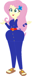 Size: 242x559 | Tagged: safe, artist:sturk-fontaine, fluttershy, human, equestria girls, g4, base used, breasts, busty fluttershy, clothes, cosplay, costume, roald dahl, sandals, simple background, solo, violet beauregarde, white background, wide hips, willy wonka and the chocolate factory