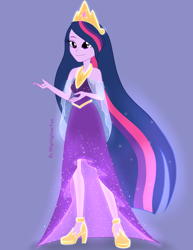 Size: 2588x3350 | Tagged: safe, artist:nightglowfan, twilight sparkle, alicorn, human, equestria girls, g4, bare shoulders, clothes, dress, gown, high res, older, older twilight, older twilight sparkle (alicorn), princess, princess twilight 2.0, twilight sparkle (alicorn)