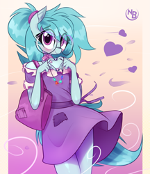 Size: 3103x3588 | Tagged: safe, artist:nevobaster, oc, oc only, oc:whispy slippers, earth pony, anthro, anthro oc, bag, blushing, bow, clothes, cute, dress, earth pony oc, eye clipping through hair, eyebrows, eyebrows visible through hair, female, glasses, gradient background, heart, heart hands, high res, jewelry, looking at you, makeup, mare, meganekko, nail polish, ocbetes, signature, solo, wind, worried
