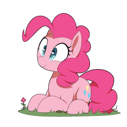 Size: 900x900 | Tagged: safe, artist:thebatfang, pinkie pie, earth pony, pony, g4, cute, diapinkes, female, flower, imported from ponybooru, lying down, mare, ponk, ponyloaf, prone, simple background, smiling, solo, transparent background