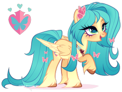 Size: 1420x1066 | Tagged: safe, artist:gihhbloonde, oc, oc only, unnamed oc, butterfly, pegasus, pony, blaze (coat marking), coat markings, colored wings, colored wingtips, cutie mark, eye clipping through hair, facial markings, female, folded wings, gradient legs, gradient mane, gradient tail, green eyes, lightly watermarked, long tail, looking up, mare, offspring, open mouth, open smile, parent:fluttershy, parent:hitch trailblazer, parents:flutterhitch, pegasus oc, raised hoof, sash, simple background, smiling, solo, standing, tail, transparent background, unshorn fetlocks, watermark, wings