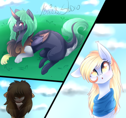 Size: 1600x1500 | Tagged: safe, artist:krissstudios, oc, oc only, oc:sally lovely, draconequus, pony, cheek fluff, floppy ears, lying down, one ear down