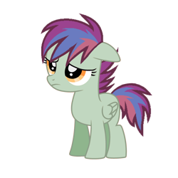 Size: 2048x2048 | Tagged: safe, anonymous artist, oc, oc only, oc:zephyr zap, pegasus, pony, alternate eye color, base used, female, filly, floppy ears, foal, frown, high res, magical lesbian spawn, offspring, parent:rainbow dash, parent:scootaloo, parents:scootadash, simple background, solo, transparent background