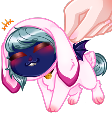 Size: 1800x2000 | Tagged: safe, artist:lightness, bat pony, bell, bell collar, bunny suit, clothes, collar, costume, hand, male, simple background, transparent background