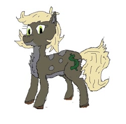 Size: 539x533 | Tagged: safe, artist:thetzar, oc, oc only, oc:sanddollar, pony, brown coat, critique requested, female, full body, simple background, solo, white background, yellow mane