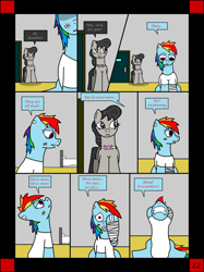 Size: 1024x1366 | Tagged: safe, artist:rakesuk, octavia melody, rainbow dash, earth pony, pony, comic:slendermane awake, g4, bandage, comic, female, injured, mare