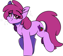 Size: 935x836 | Tagged: safe, artist:notetaker, berry punch, berryshine, earth pony, pony, g4, drunk, drunk bubbles, eye clipping through hair, female, simple background, solo, transparent background