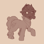 Size: 603x603 | Tagged: safe, artist:cold-blooded-twilight, oc, oc only, oc:quickdraw, earth pony, pony, angry, boots, clothes, commissioner:dhs, cowboy hat, crying, curly mane, curly tail, freckles, glare, glowing, glowing eyes, hat, hoof ring, scarf, shadow, shoes, simple background, sketch, solo, standing, tail