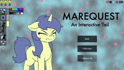 Size: 1920x1080 | Tagged: safe, pony, unicorn, animated, boop, game, marequest, marequest:ait, menu, sound, webm