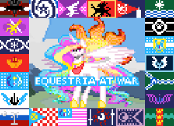 Size: 756x546 | Tagged: safe, artist:kilgorio, artist:themisto97, princess celestia, equestria at war mod, g4, flag, pixel art