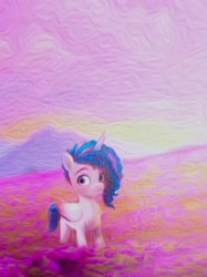 Size: 1028x1377 | Tagged: safe, edit, edited screencap, screencap, alicorn, pony, family trees, g5, my little pony: make your mark, my little pony: make your mark chapter 5, spoiler:g5, spoiler:my little pony: make your mark, flower, look-alike, meadow, painting, unknown pony