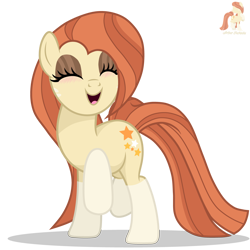 Size: 5000x5000 | Tagged: safe, artist:r4hucksake, oc, oc only, oc:frazzle, earth pony, pony, absurd resolution, blushing, coat markings, eyes closed, eyeshadow, female, freckles, long tail, makeup, mare, raised hoof, redhead, simple background, singing, socks (coat markings), solo, tail, transparent background