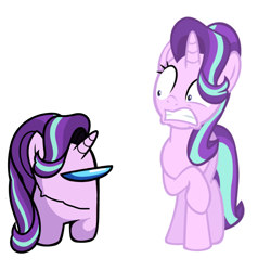 Size: 1280x1280 | Tagged: safe, artist:josephthedumbimpostor, starlight glimmer, every little thing she does, g4, among us, glimpostor, simple background, solo, white background