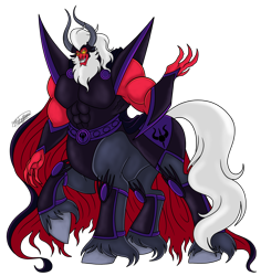 Size: 4735x5007 | Tagged: safe, artist:melspyrose, lord tirek, centaur, taur, g4, season 4, season 9, alternate universe, armor, cape, clothes, evil smile, glowing, glowing eyes, grin, horns, male, muscles, muscular male, simple background, smiling, solo, transparent background