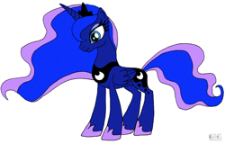 Size: 1100x705 | Tagged: safe, artist:playtimerogerhargreavesandbonniezacherlefan68, princess luna, alicorn, pony, g4, clothes, colored, coloring page, crown, cute, female, folded wings, jewelry, luna's crown, lunabetes, mare, regalia, shoes, simple background, smiling, solo, white background, wings