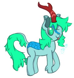 Size: 658x689 | Tagged: safe, artist:huxed, oc, oc only, oc:specter winter, kirin, :p, kirin oc, one eye closed, simple background, solo, tongue out, white background, wink