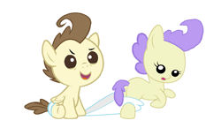 Size: 2304x1336 | Tagged: safe, artist:3d4d, cream puff, pound cake, earth pony, pegasus, pony, g4, baby, baby pony, bully, bullying, colt, diaper, duo, duo male and female, female, filly, foal, low quality, male, mean cake, ms paint, pervert, ship:creamcake, simple background, white background