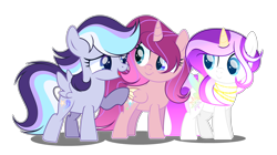 Size: 5104x2856 | Tagged: safe, artist:lunerymish, alicorn, pony, base used, female, filly, foal, simple background, transparent background, trio