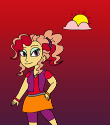 Size: 2176x2488 | Tagged: safe, artist:amethystqueen25, oc, oc:scarlet dawn, human, equestria girls, g4, adopted oc, bedroom eyes, hand on hip, high res, magical lesbian spawn, offspring, parent:adagio dazzle, parent:sunset shimmer