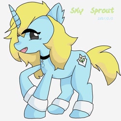 Size: 1315x1307 | Tagged: artist needed, source needed, safe, oc, oc:sky sprout, pony, unicorn, 2021, simple background, solo