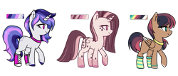 Size: 915x392 | Tagged: safe, artist:oniiponii, oc, oc only, pegasus, pony, unicorn, base used, choker, clothes, female, horn, mare, pegasus oc, simple background, socks, striped socks, transparent background, unicorn oc, wings