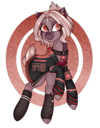 Size: 850x1085 | Tagged: safe, artist:oniiponii, oc, oc only, earth pony, pony, clothes, collar, earth pony oc, eyeliner, female, leg warmers, makeup, mare, simple background, smiling, solo, transparent background