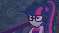 Size: 2782x1564 | Tagged: safe, edit, edited screencap, screencap, sci-twi, twilight sparkle, human, equestria girls, equestria girls specials, g4, my little pony equestria girls: better together, my little pony equestria girls: spring breakdown, angry, cropped, cruise outfit, cruise ship, gag, gagged edit, low effort, tape, tape gag