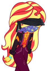 Size: 1976x2932 | Tagged: safe, artist:legobuilder100, sunset shimmer, human, equestria girls, g4, blindfold, cloth gag, gag, low effort, simple background, solo, transparent background