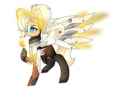 Size: 1600x1200 | Tagged: safe, artist:jorge-styx, pony, mercy, overwatch, ponified, simple background, solo, white background